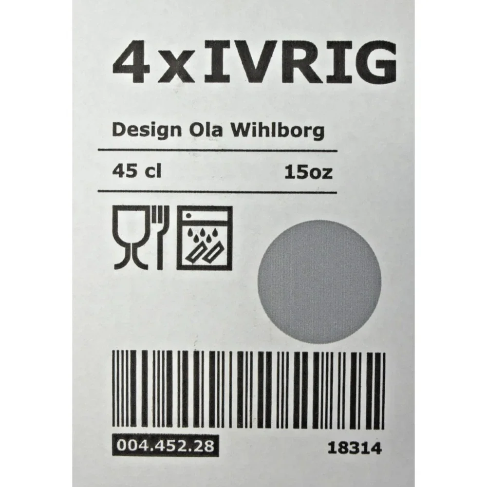 IKEA IVRIG Set Of 4 Wine Drink Glasses Grey 004.452.28 / 18314 45cl 15oz NEW